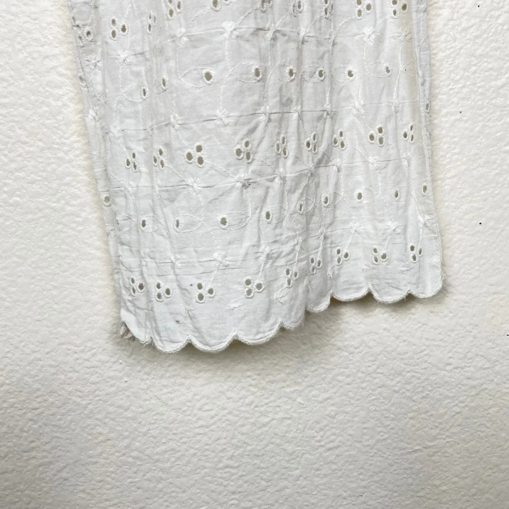 Vintage Womens Pants Sz M Eyelet Bloomer Ruffle Cottage Cotton Lounge Boho White